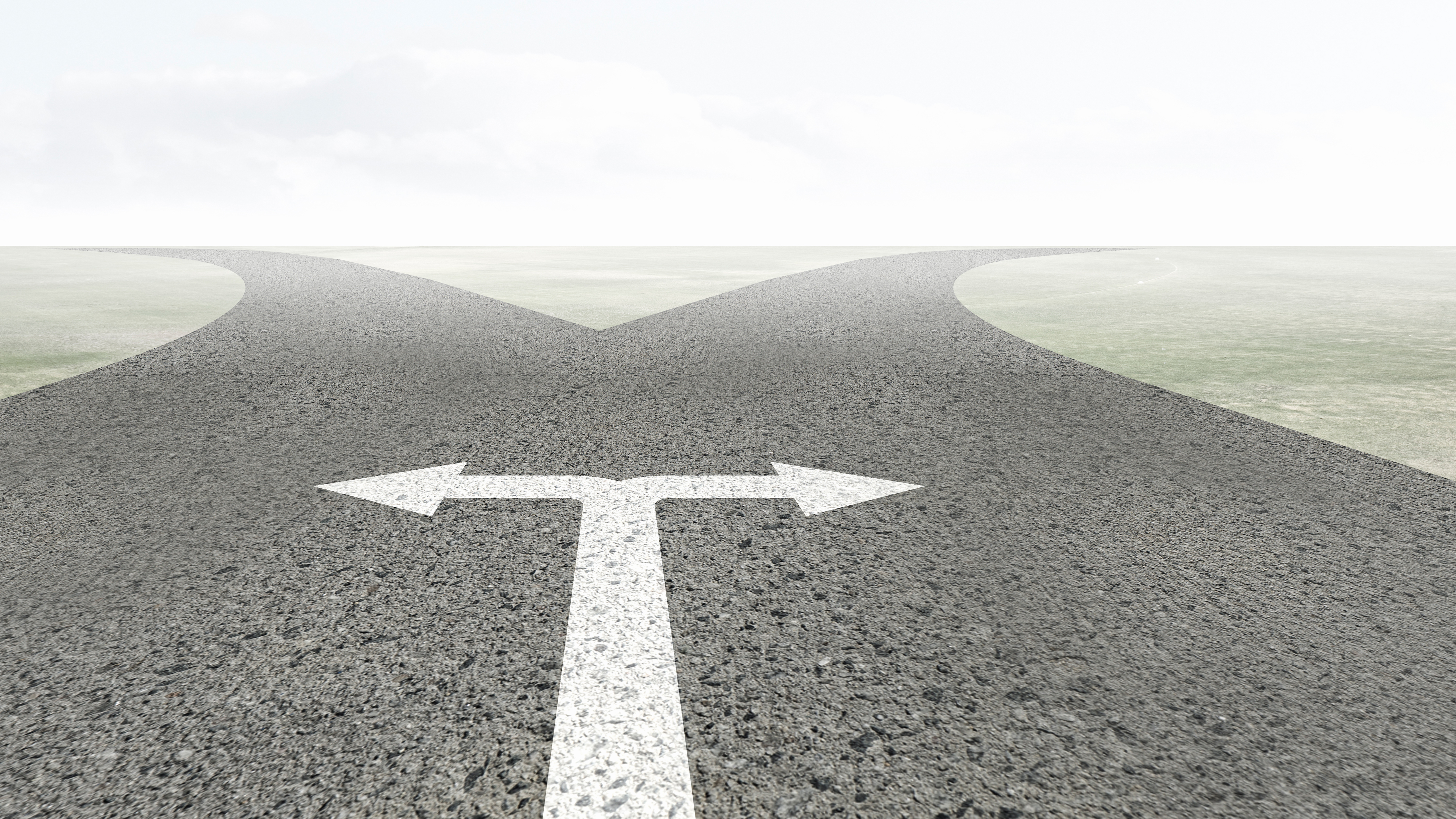Concept of choice with crossroads spliting in two ways